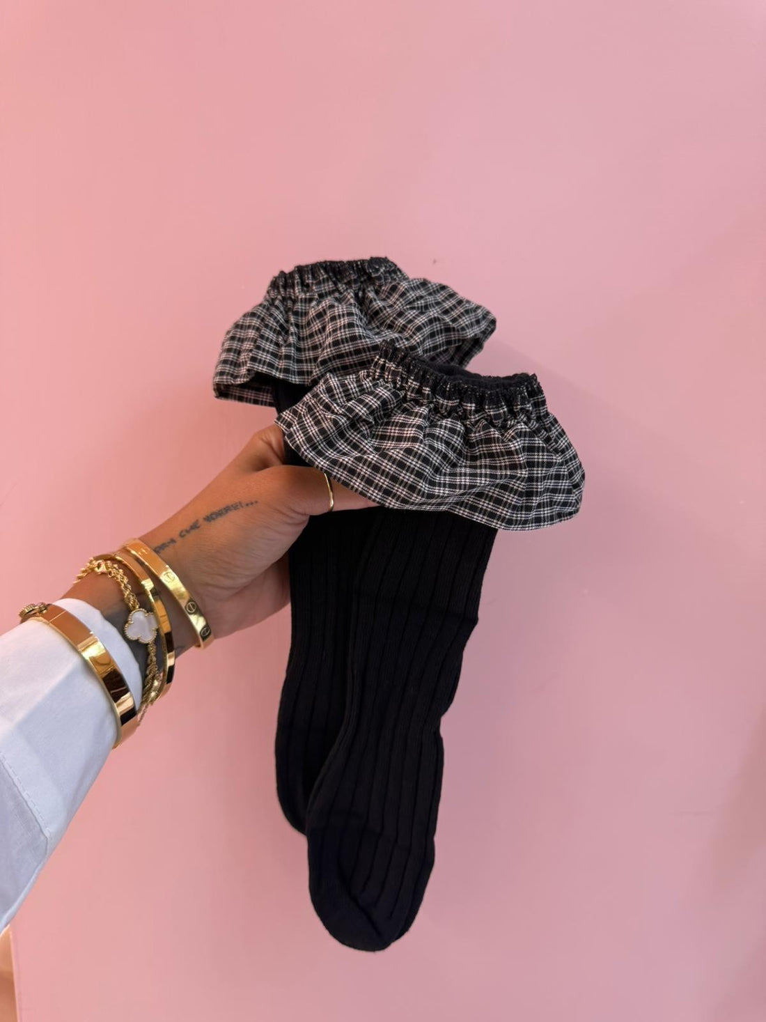 Calzini con Volant Nero Quadretti ♥