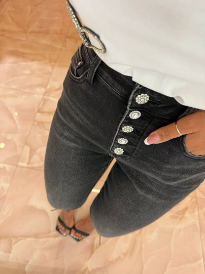 Denim Slavato Bottoni Gioiello ♥