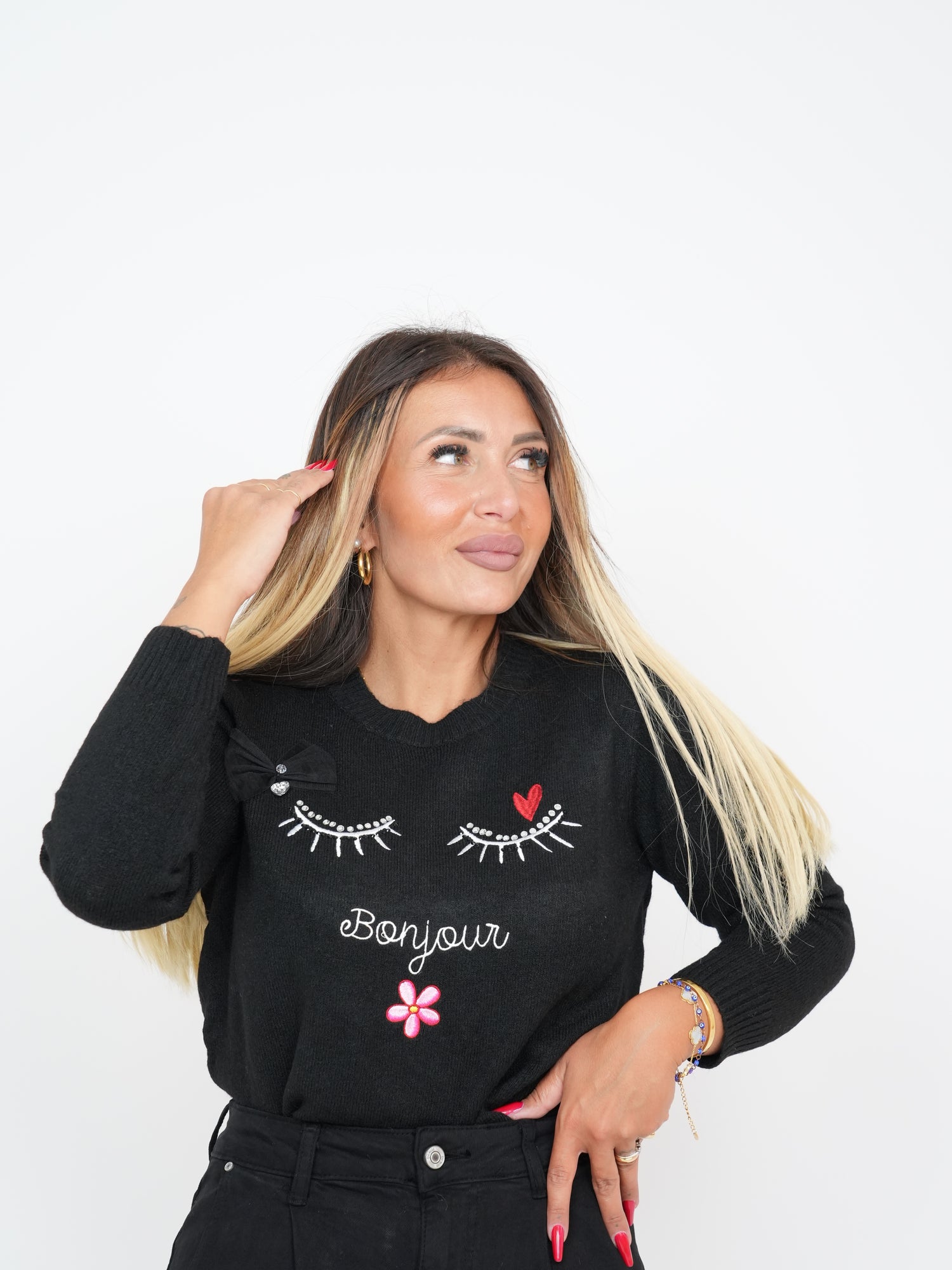 Maglioncino Ti Mando Un Saluto Nero ♥