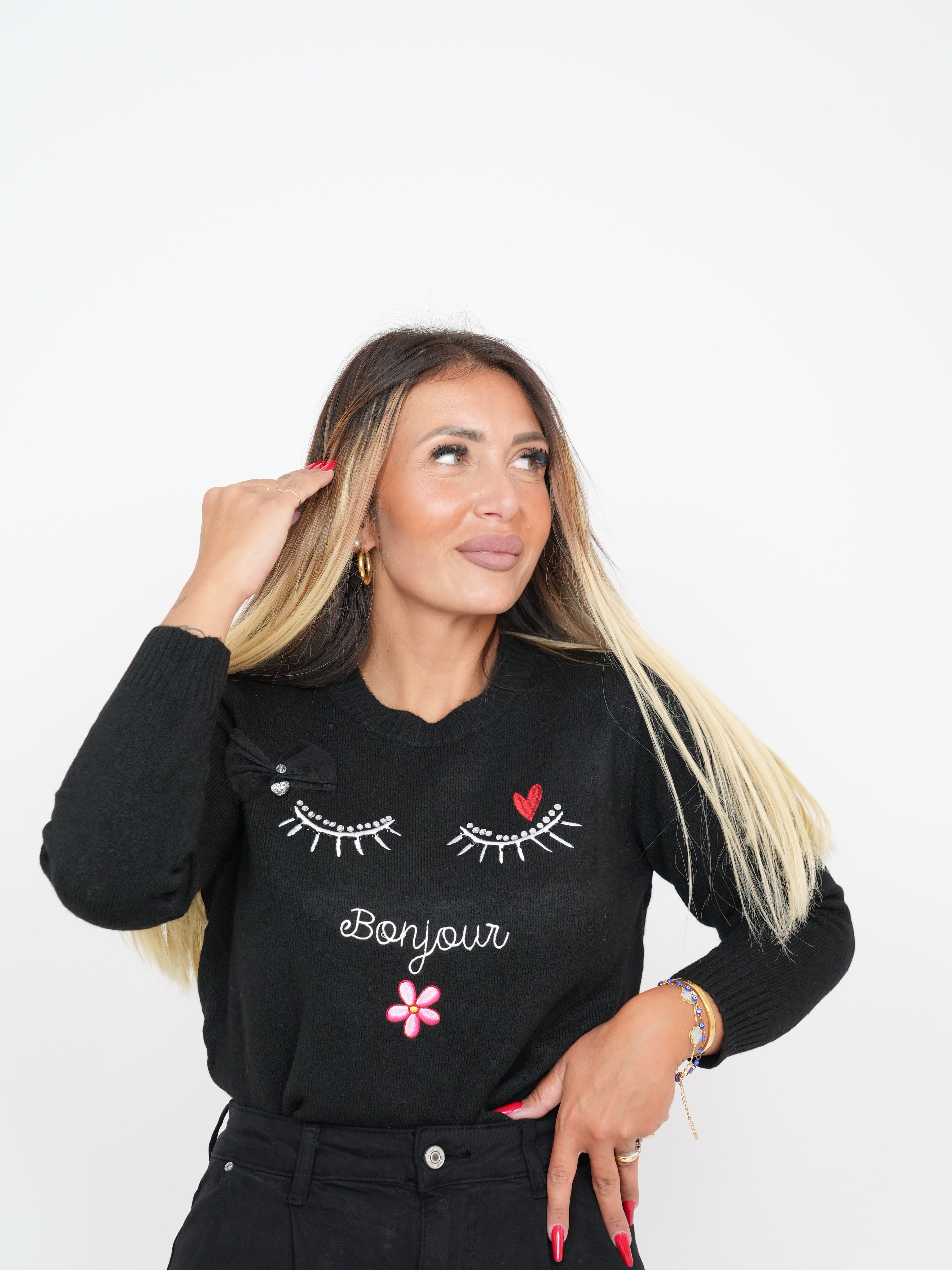 Maglioncino Ti Mando Un Saluto Nero ♥