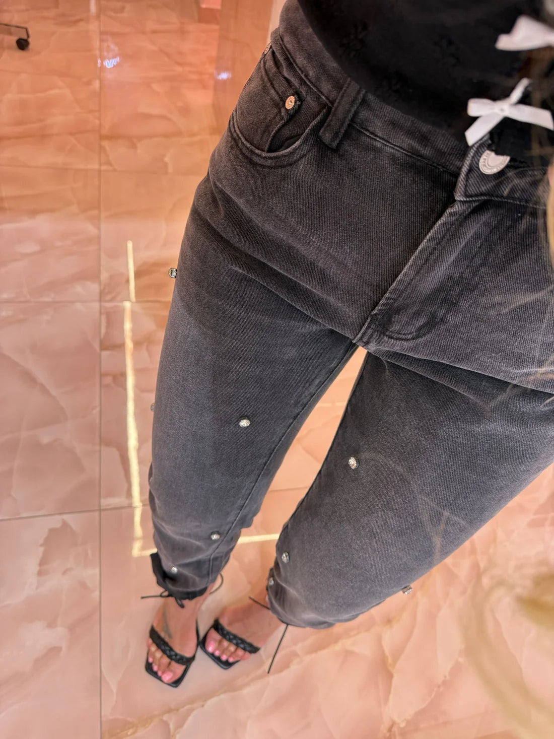 Jeans Nero Maxi Strass ♥