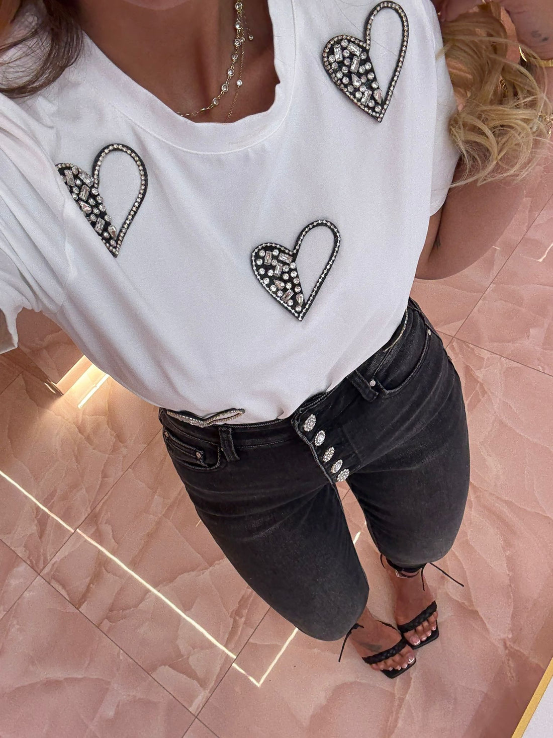 Denim Slavato Bottoni Gioiello ♥