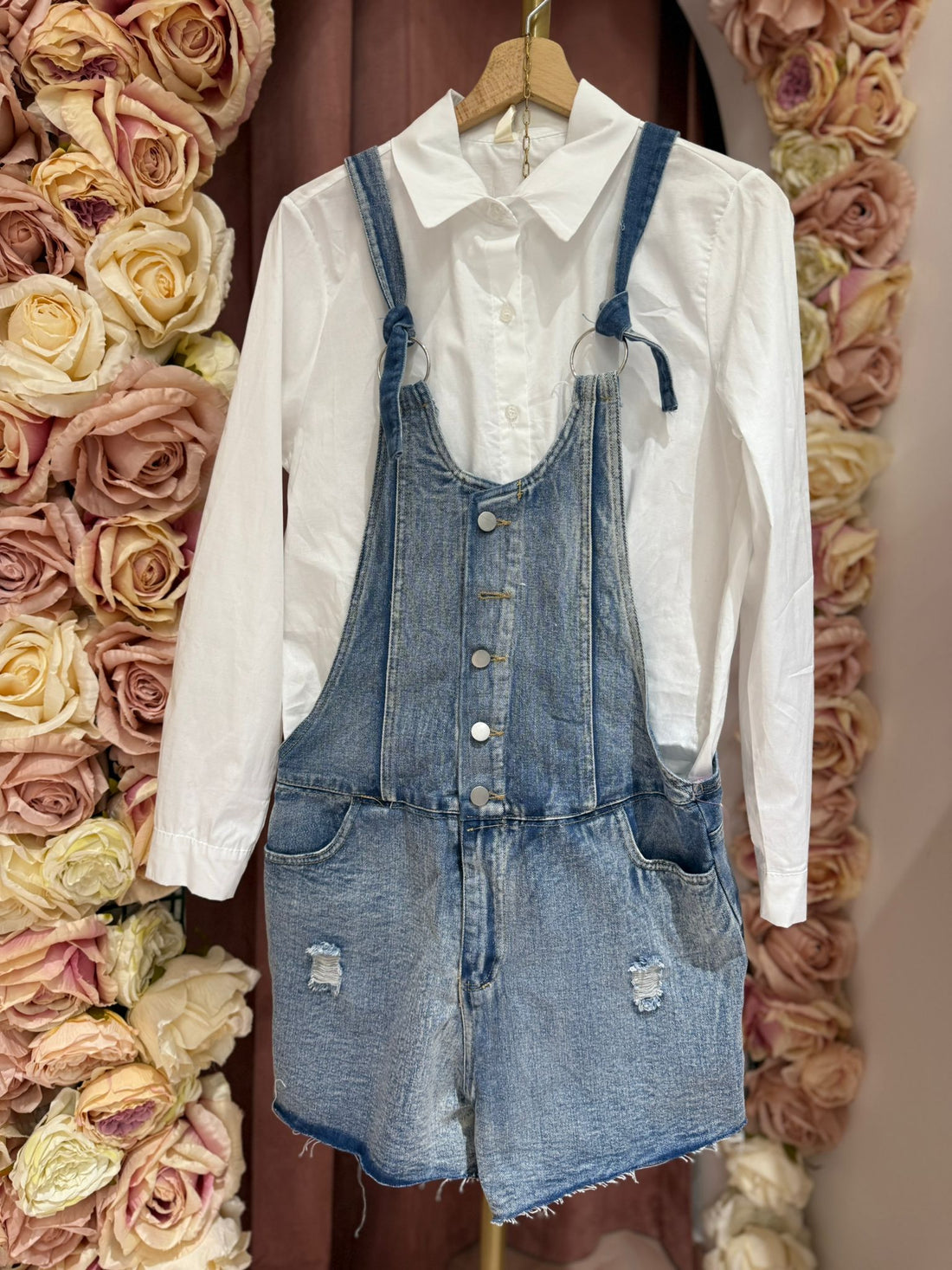 Salopette In Jeans Mezza Gamba ♥