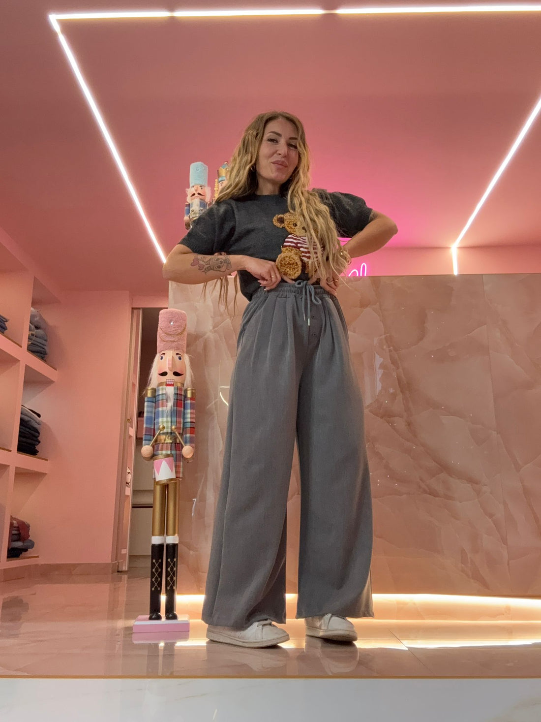 Il Pantalone Con I bottoncini Grigio ♥