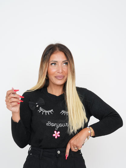 Maglioncino Ti Mando Un Saluto Nero ♥