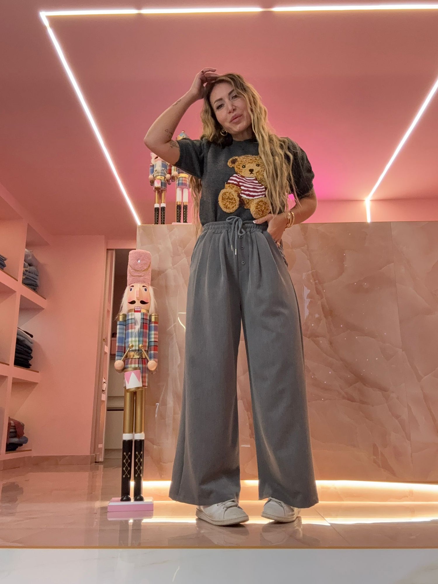 Il Pantalone Con I bottoncini Grigio ♥