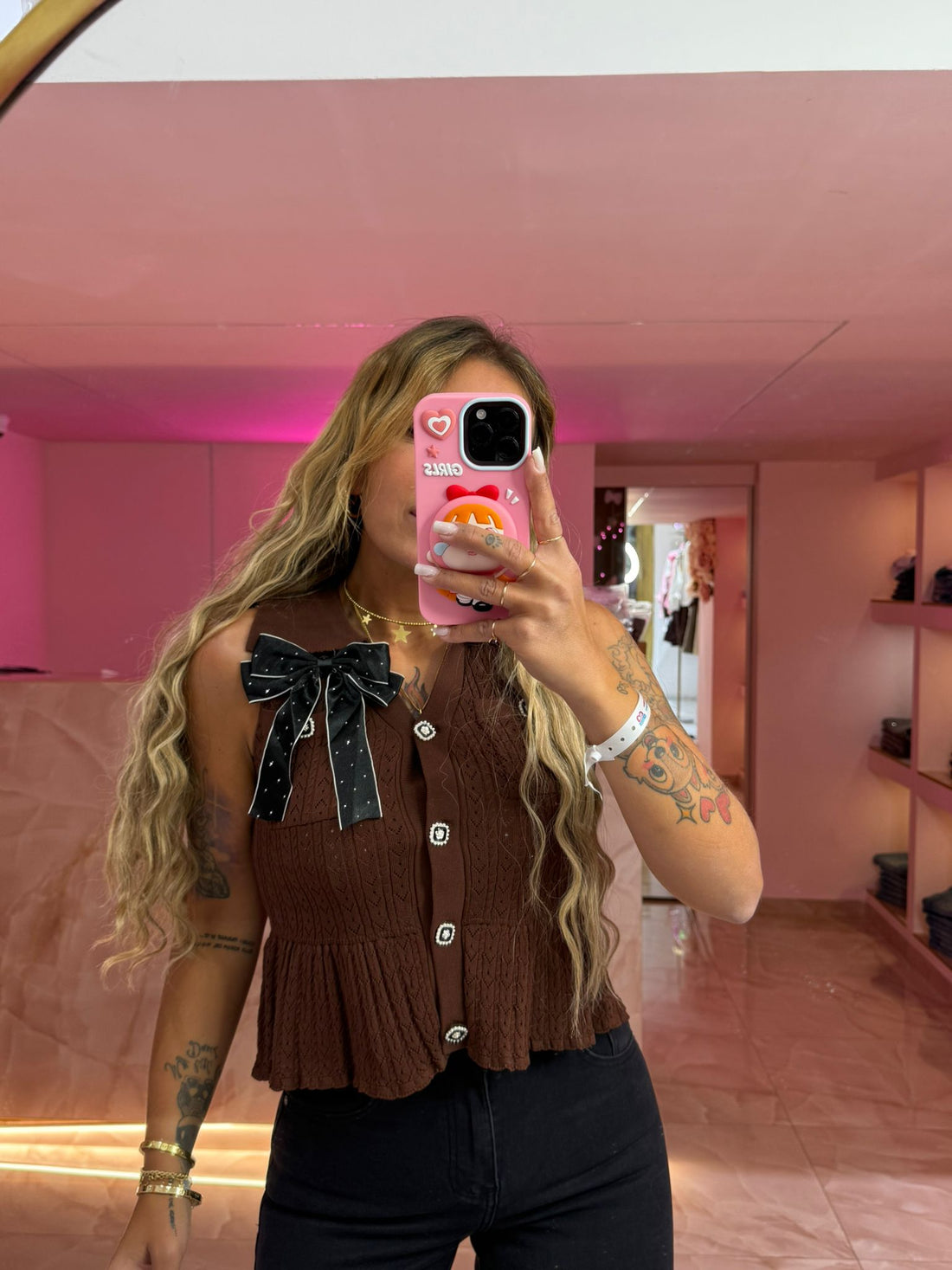 Maglia In Filo Marrone Fiocco ♥
