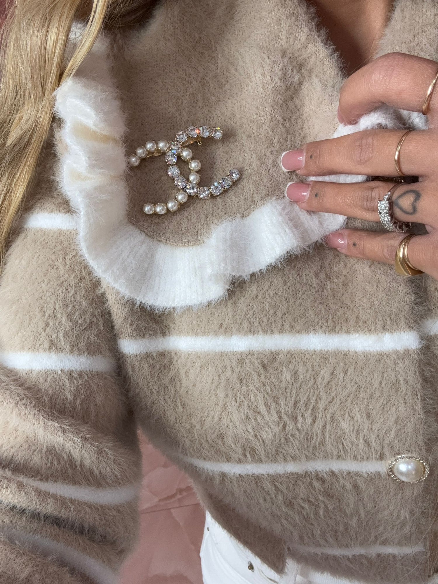 Spilla CC Strass &amp; Perle  ♥