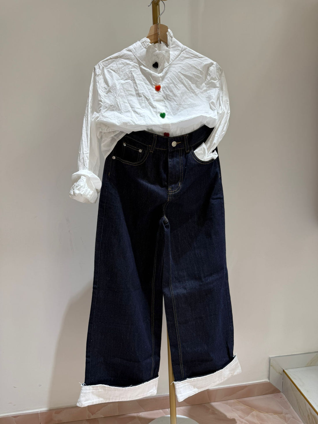 Jeans Risvolto Bianco ♥