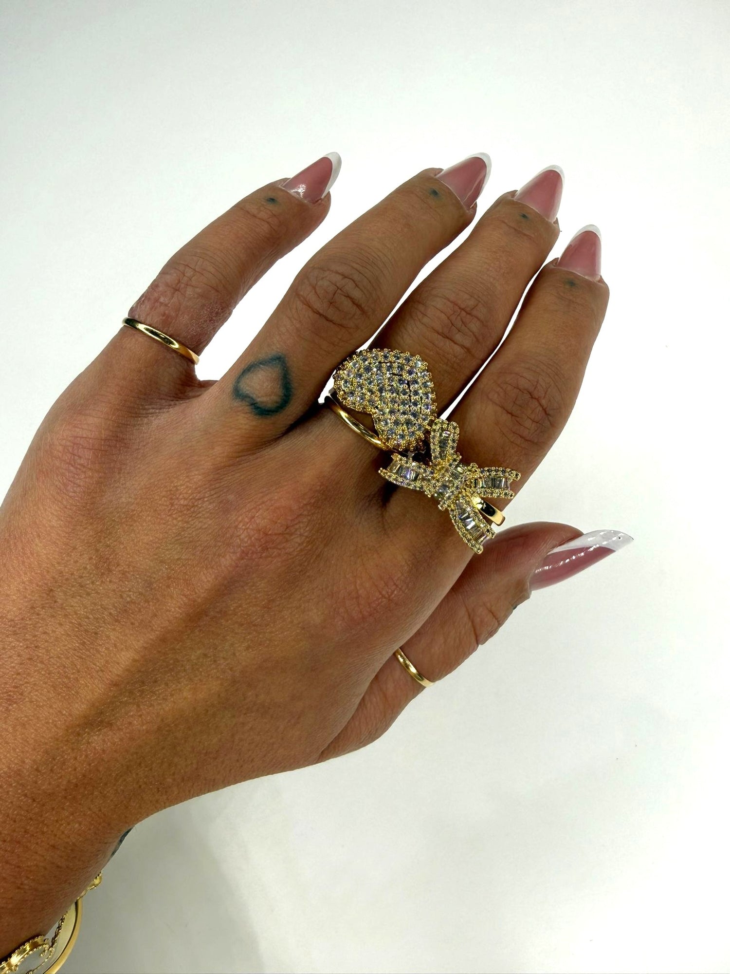 Anello Cuore Base Oro Strass ♥