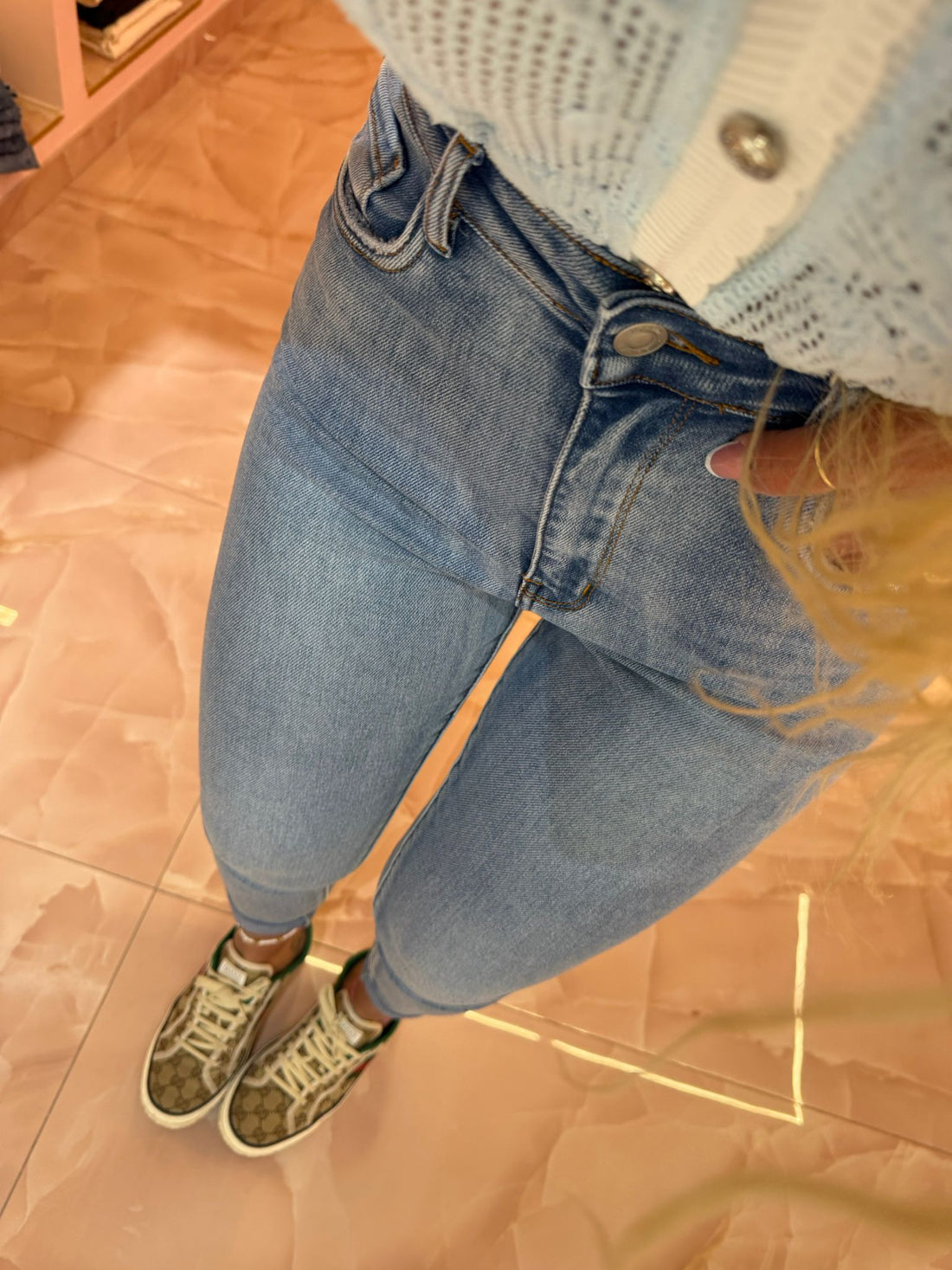 Jeans Skinny Chiaro Bustino Vita ♥