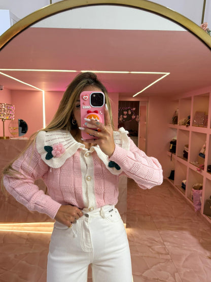 Maglioncino Cardigan Collettone Rosa ♥