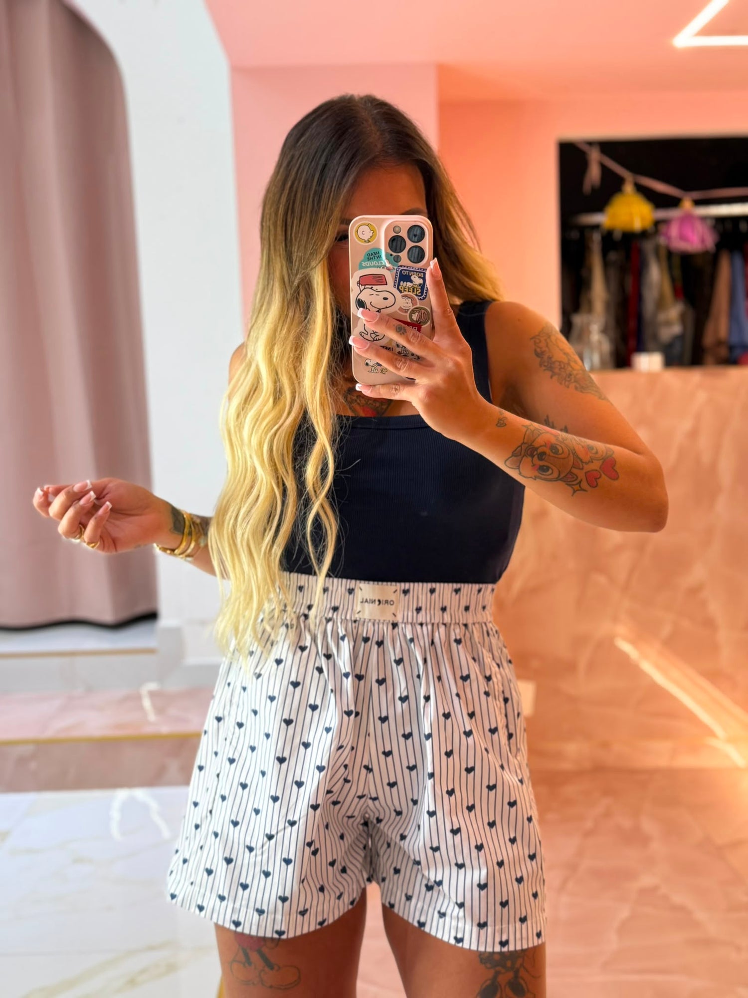 Pantaloncini Cuoricini Gessati Blu ♥