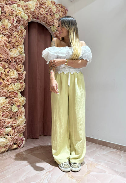 Pantalone Bustino Pizzo In Giallo ♥