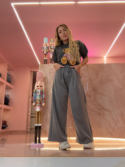 Il Pantalone Con I bottoncini Grigio ♥
