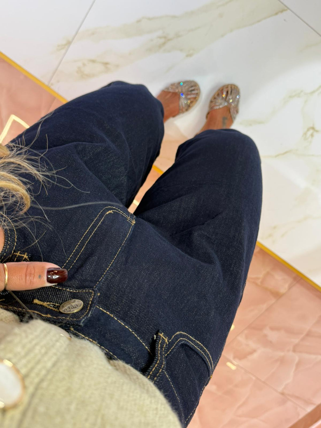Jeans Palloncino Riportini Beige ♥
