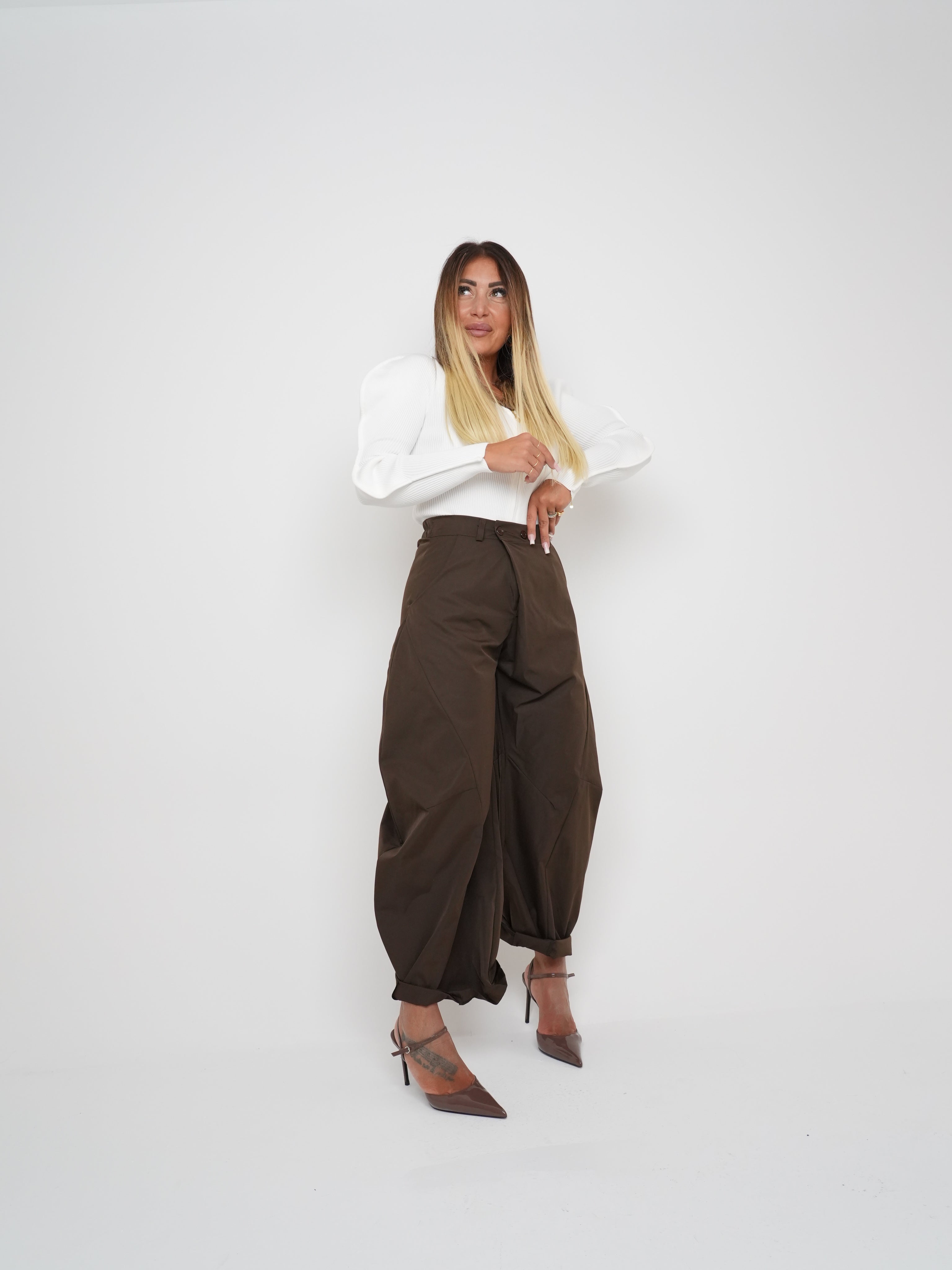 Pantaloni Doppio Bottone Marrò ♥