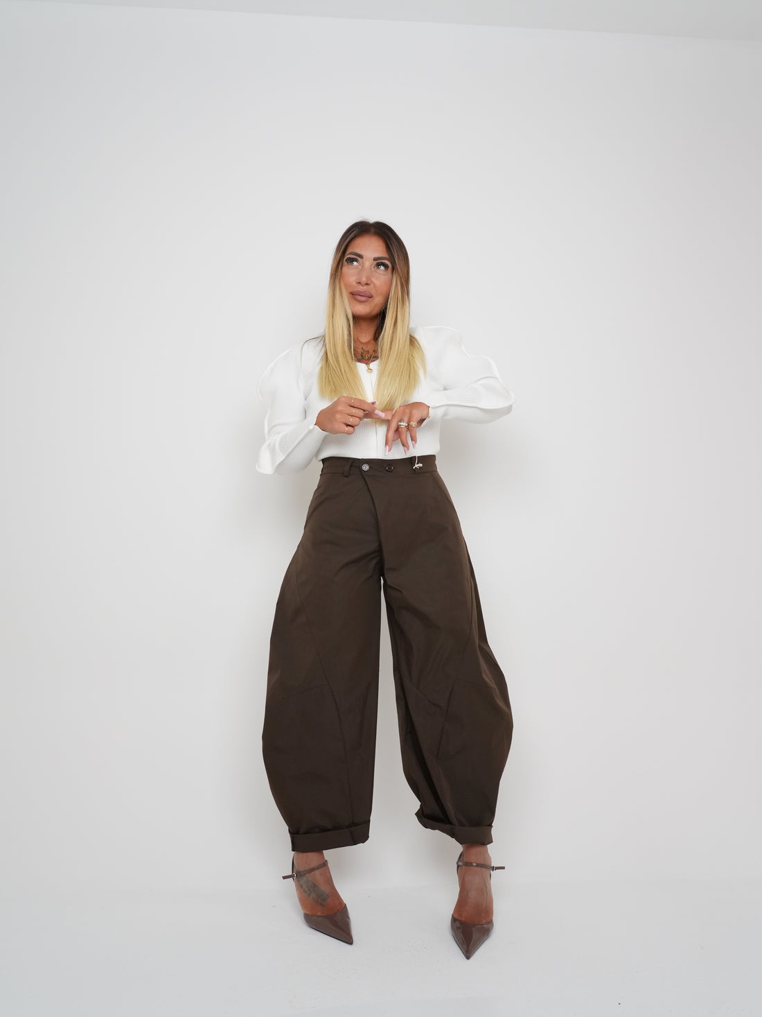 Pantaloni Doppio Bottone Marrò ♥