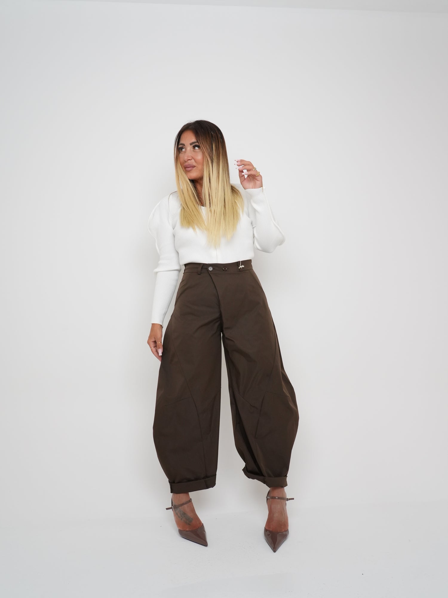 Pantaloni Doppio Bottone Marrò ♥