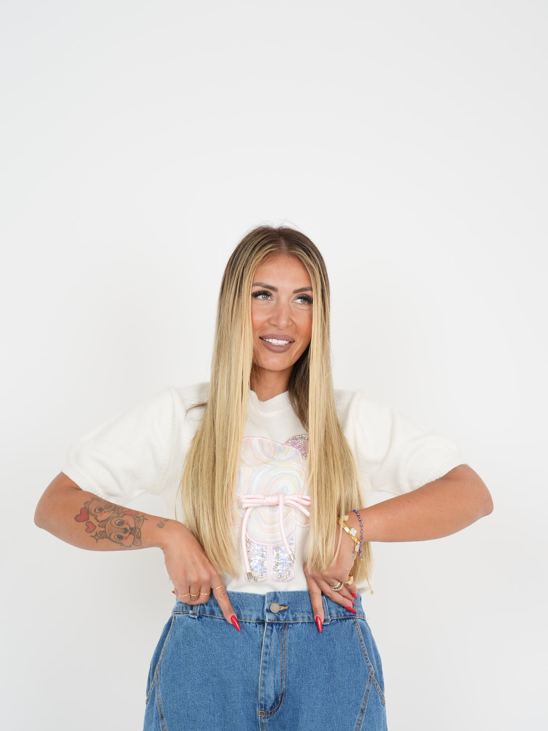 Maglia Orsetto Rainbow Bianca ♥