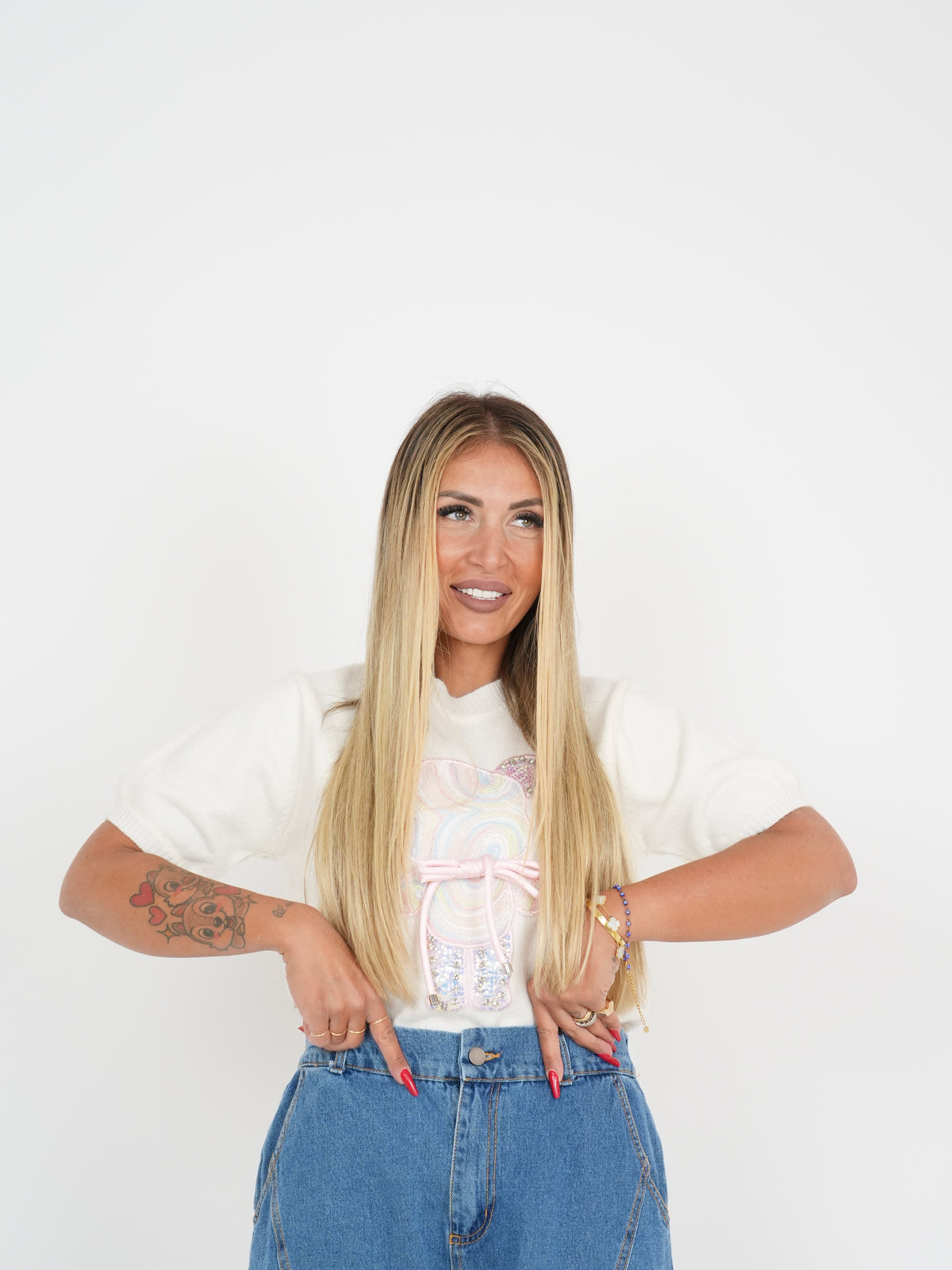 Maglia Orsetto Rainbow Bianca ♥