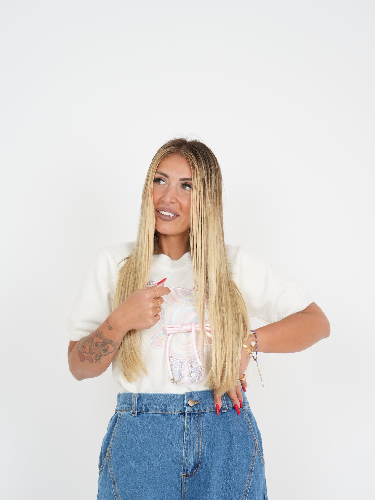 Maglia Orsetto Rainbow Bianca ♥