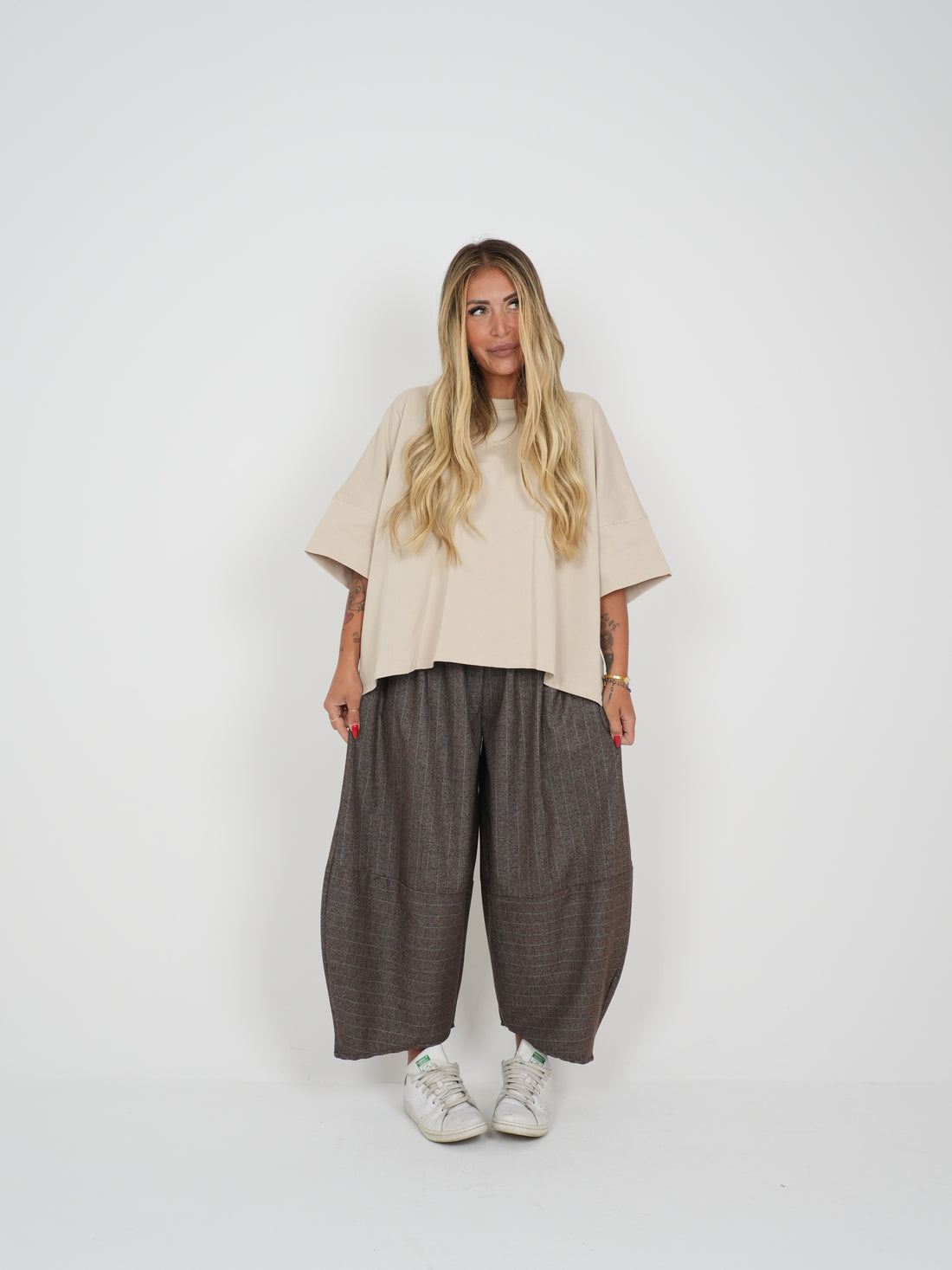 Pantalone Gessato Jessy Tortora ♥