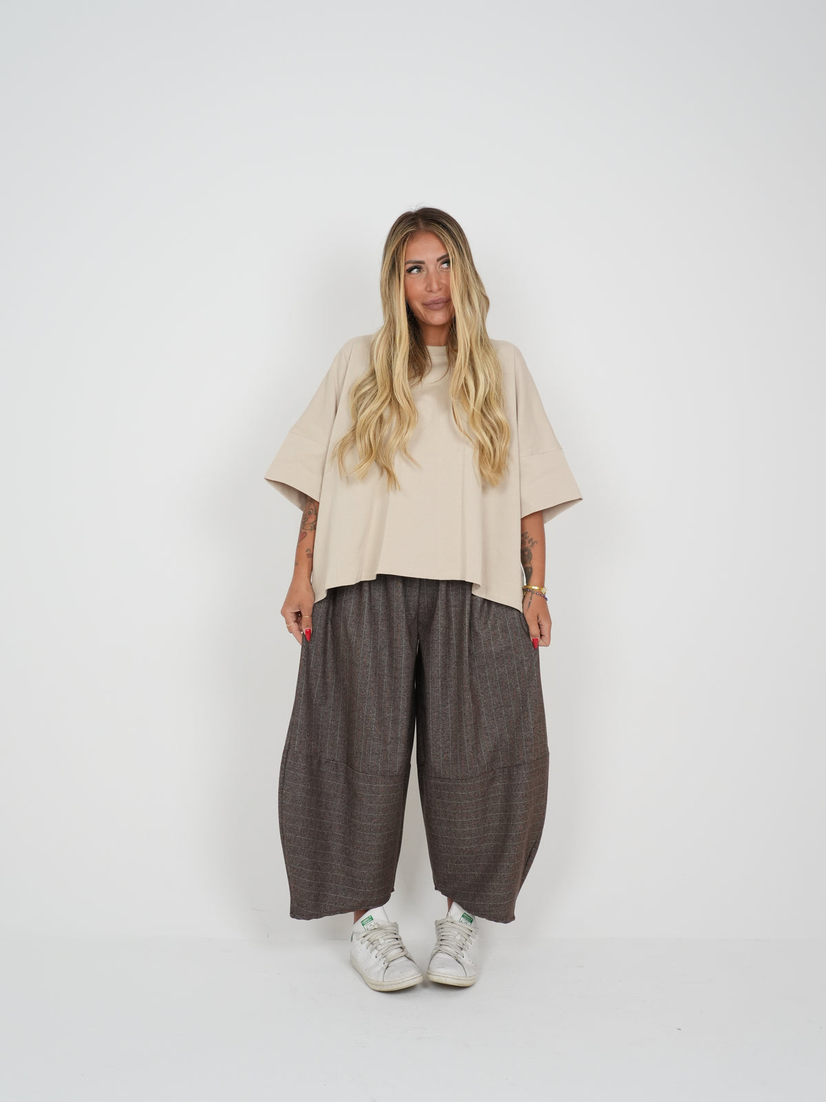 Pantalone Gessato Jessy Tortora ♥