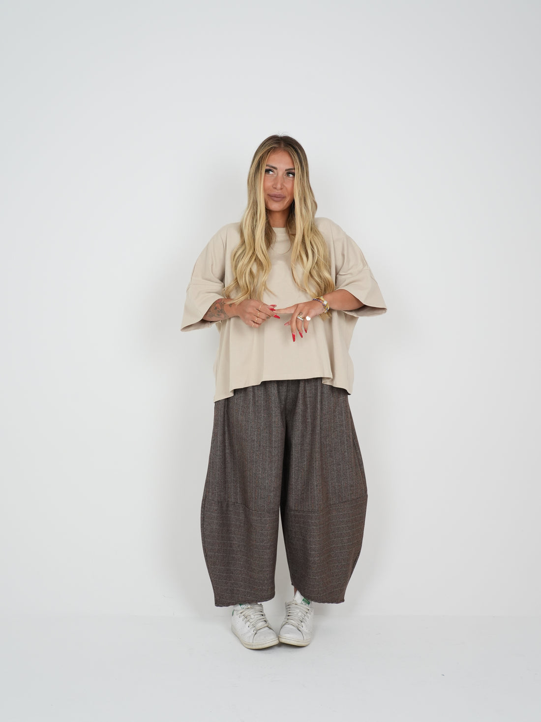 Pantalone Gessato Jessy Tortora ♥