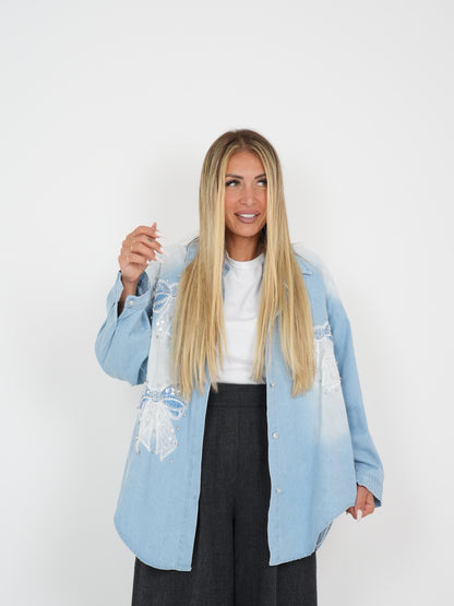 Camicia Denim Fiocchi Strass Assai ♥