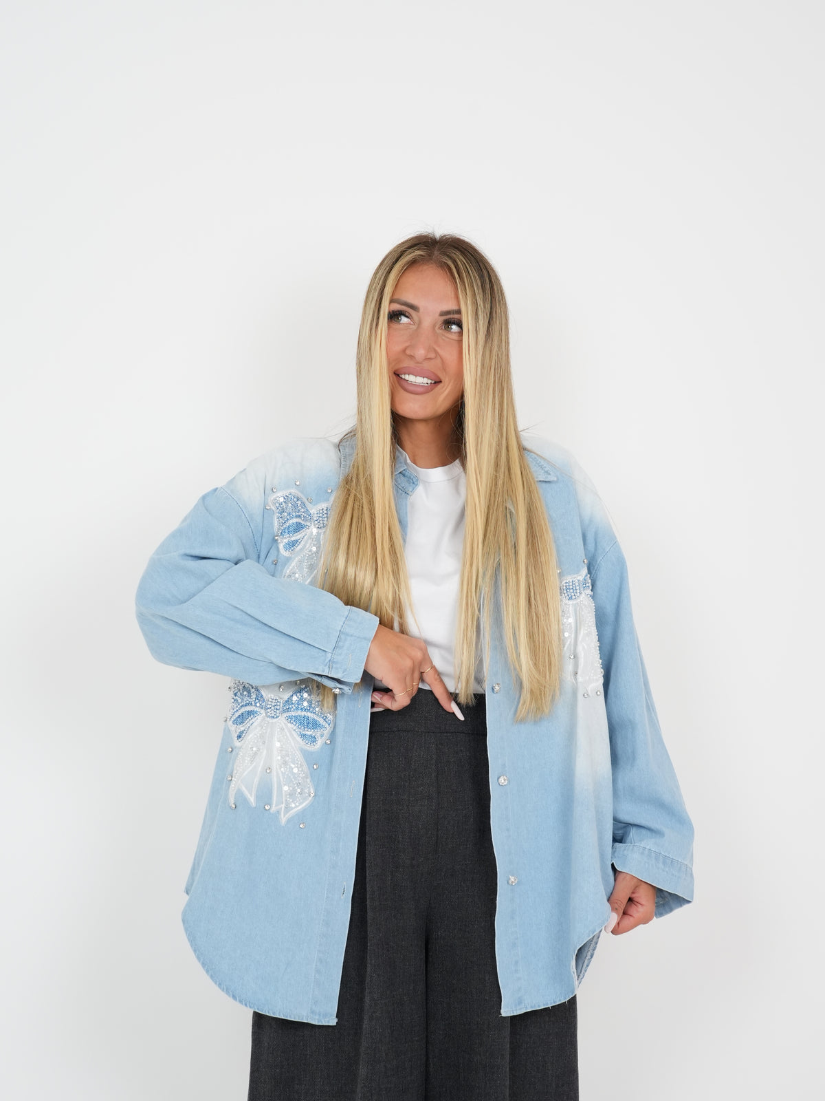 Camicia Denim Fiocchi Strass Assai ♥