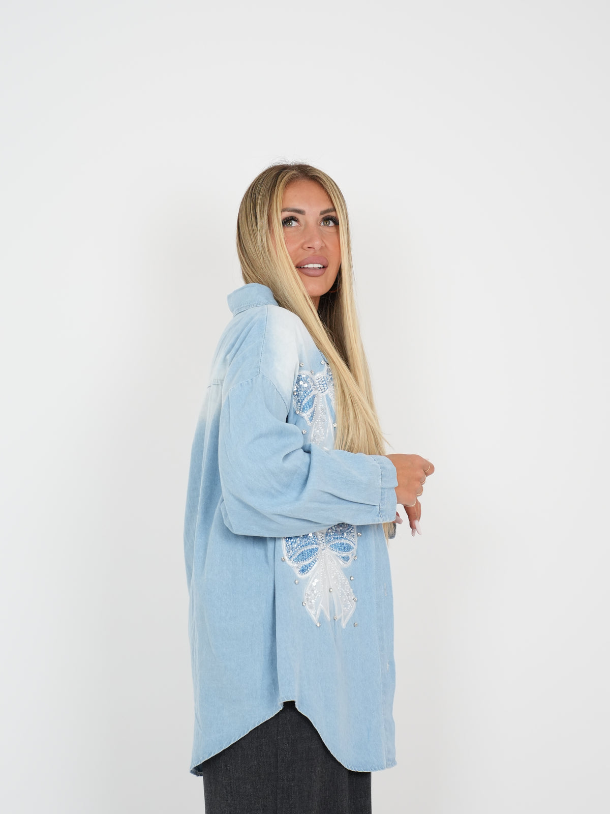 Camicia Denim Fiocchi Strass Assai ♥