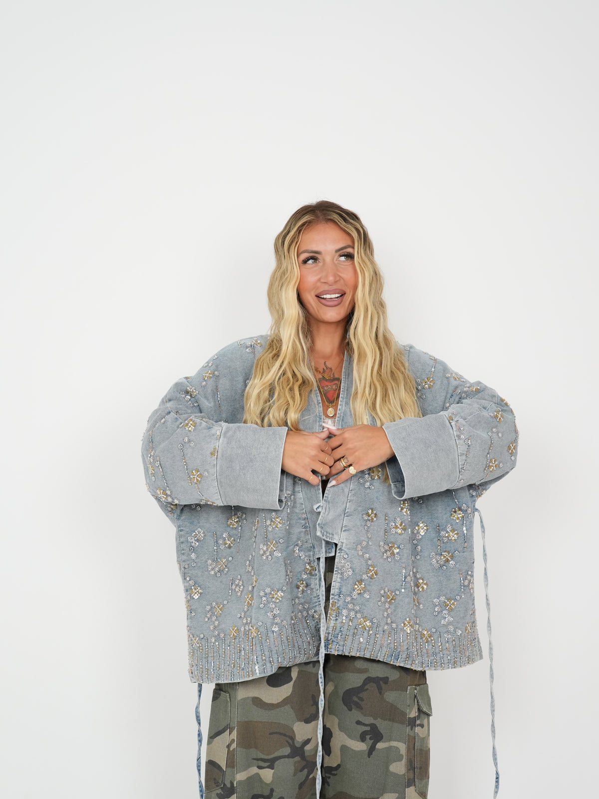 Giacca Kimono Floreale Strass ♥