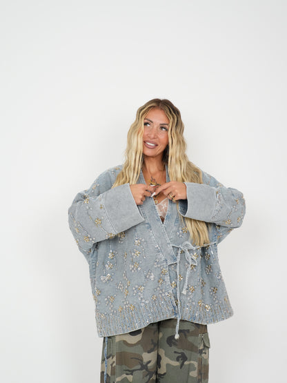 Giacca Kimono Floreale Strass ♥