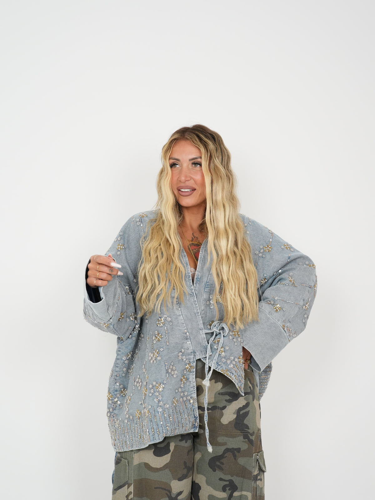 Giacca Kimono Floreale Strass ♥