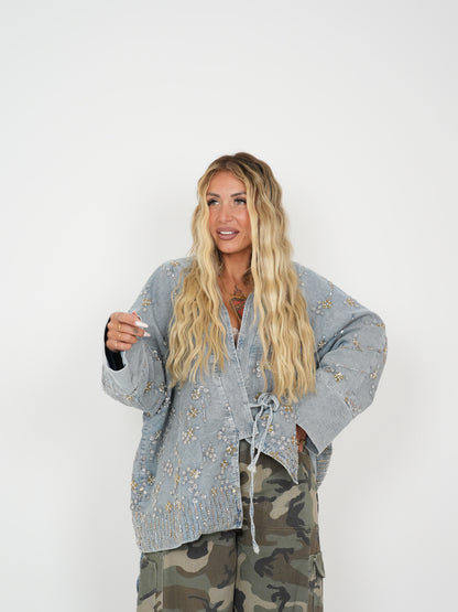 Giacca Kimono Floreale Strass ♥