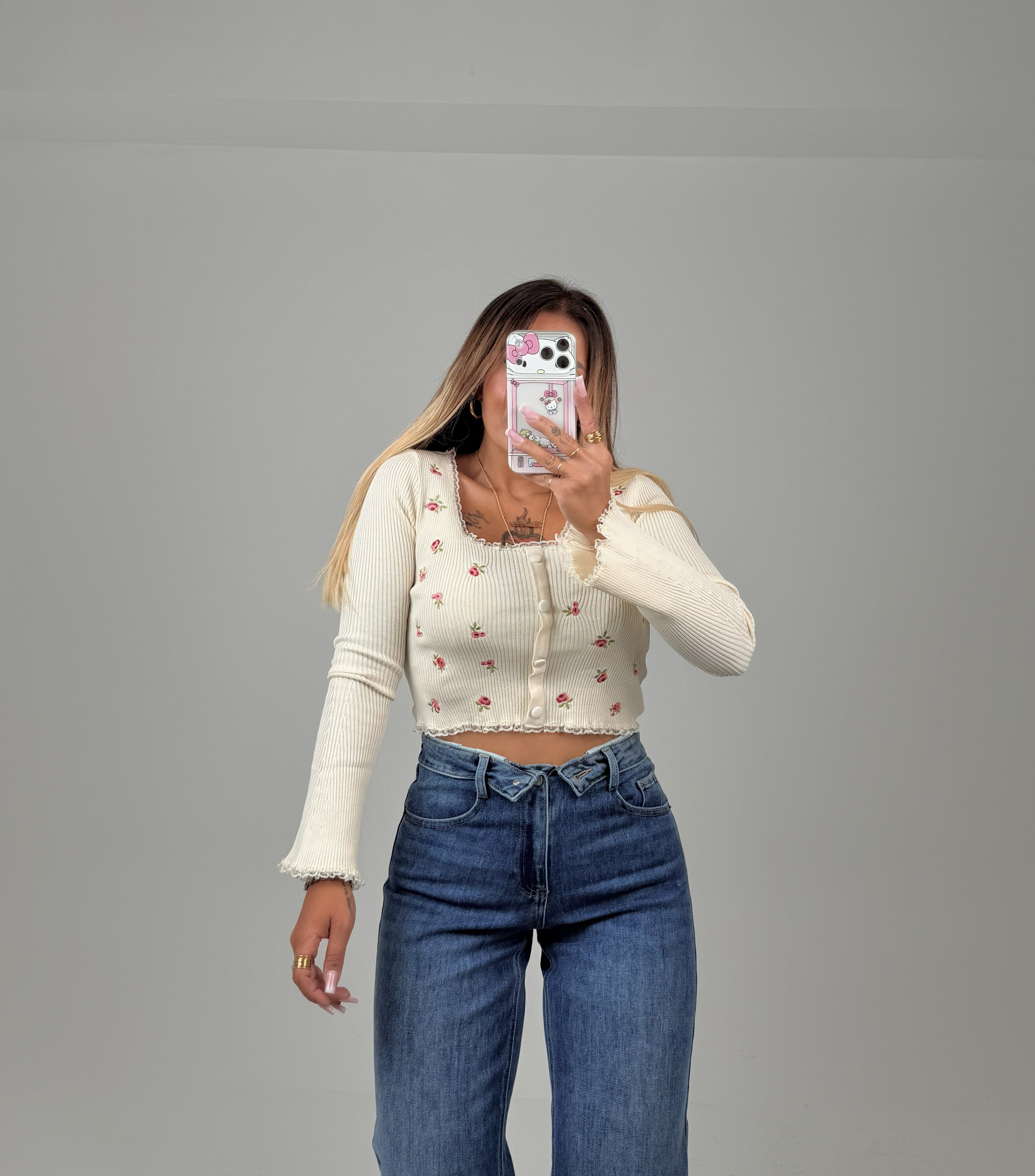 Shirt Fiorellini E Bottoncini Crema ♥