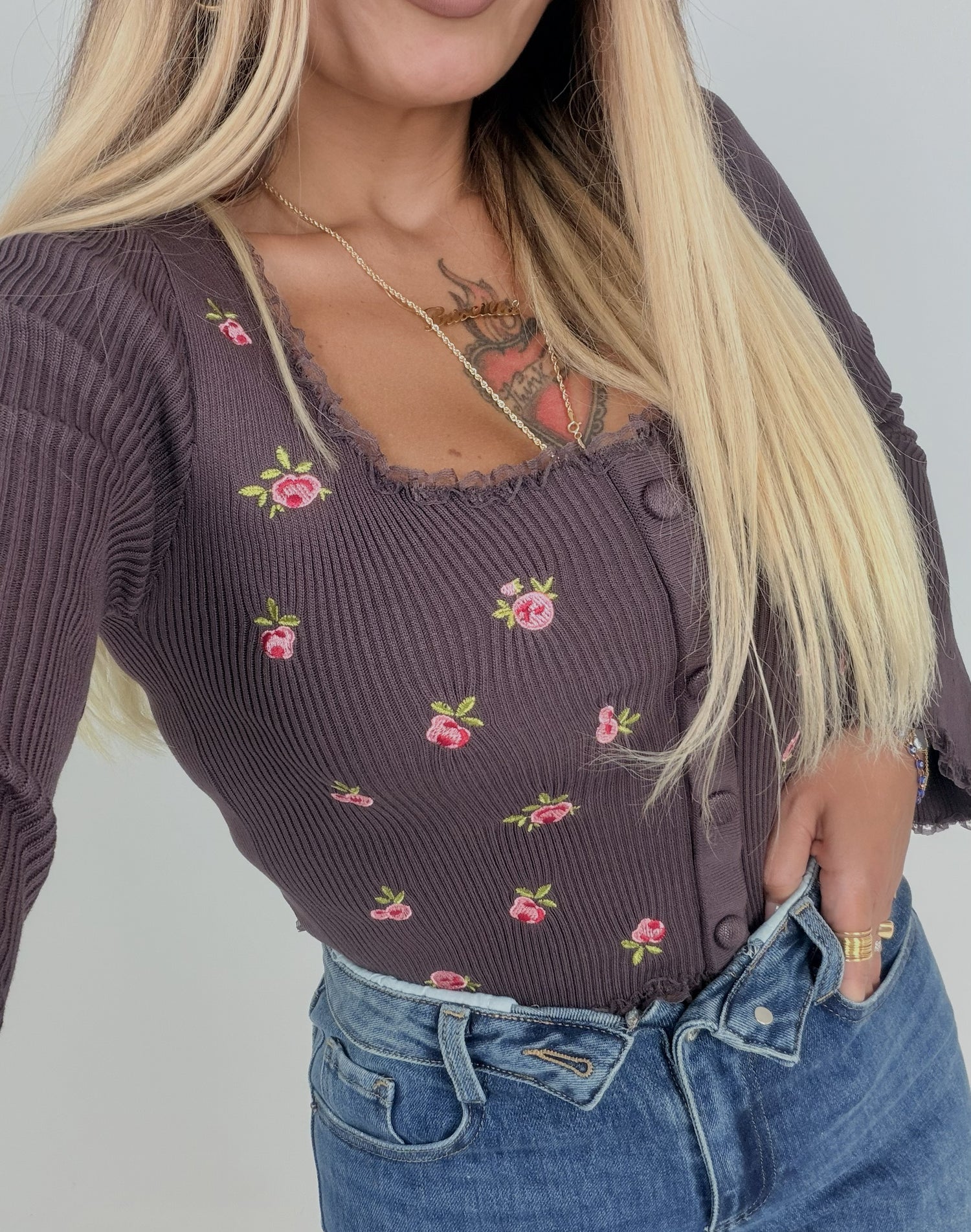 Shirt Fiorellini E Bottoncini Marrò ♥