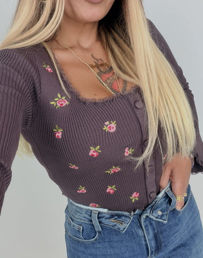 Shirt Fiorellini E Bottoncini Marrò ♥