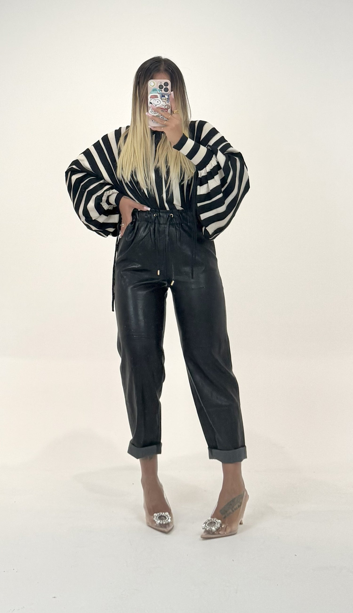 Pantalone Ecopelle Sportivo Nero ♥