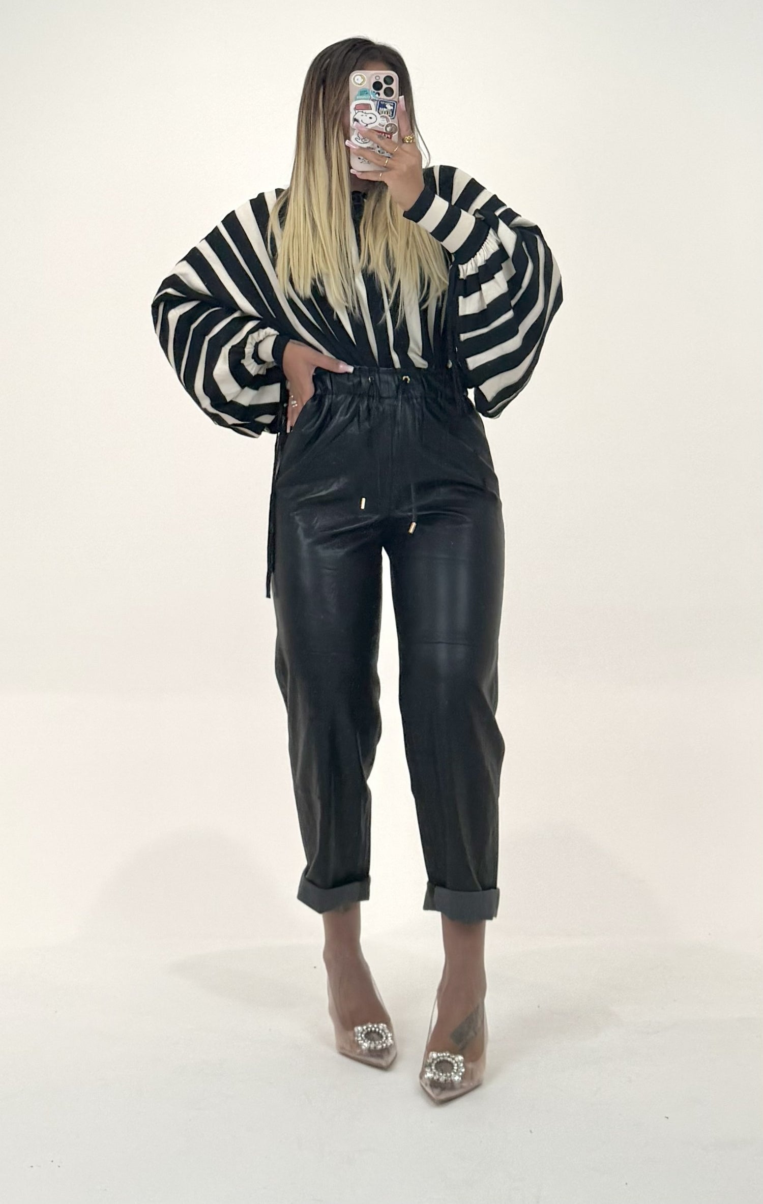 Pantalone Ecopelle Sportivo Nero ♥