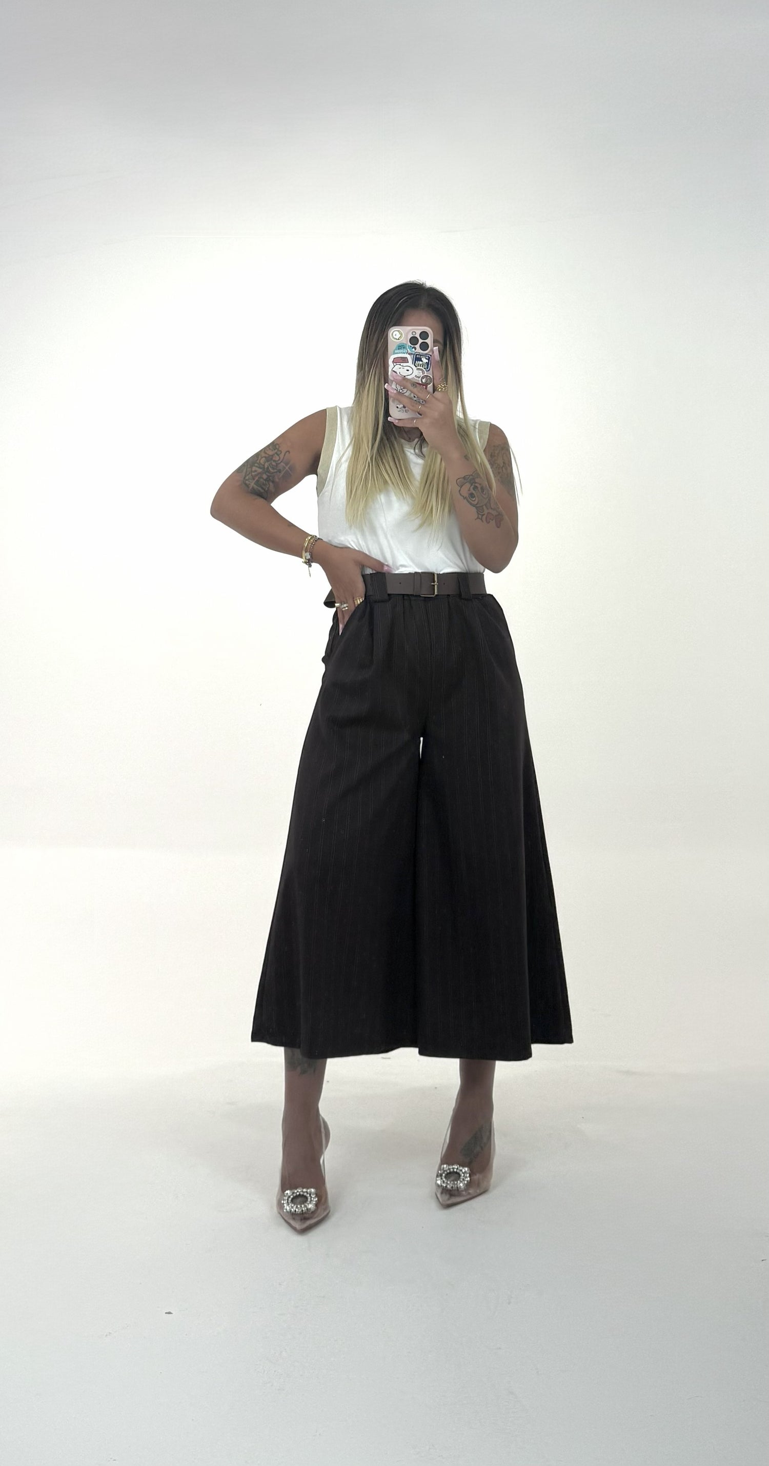 Pantaloni A Caviglia Gessati ♥