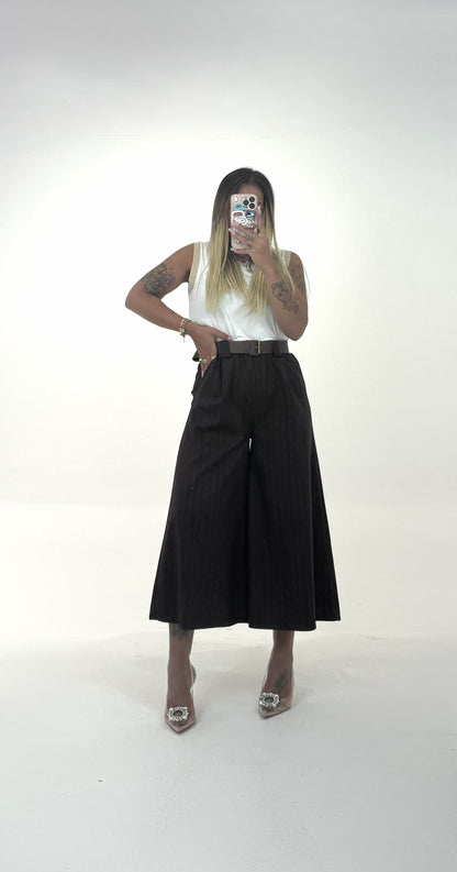 Pantaloni A Caviglia Gessati ♥