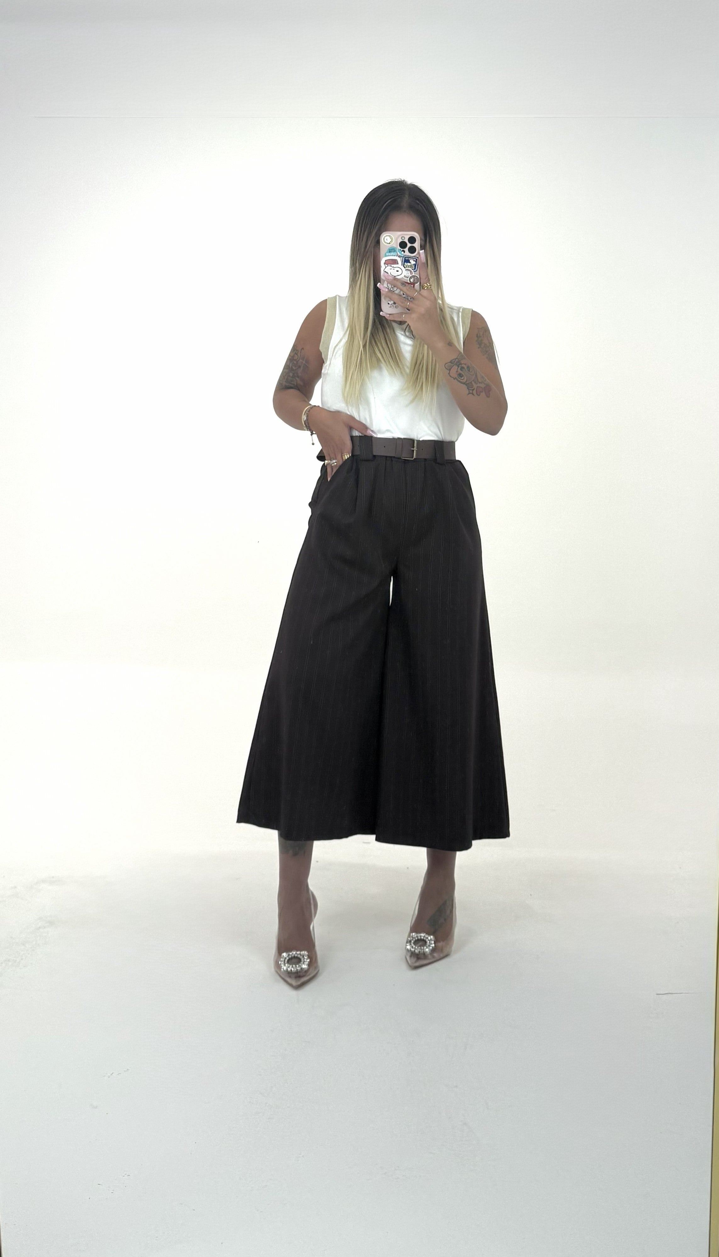 Pantaloni A Caviglia Gessati ♥
