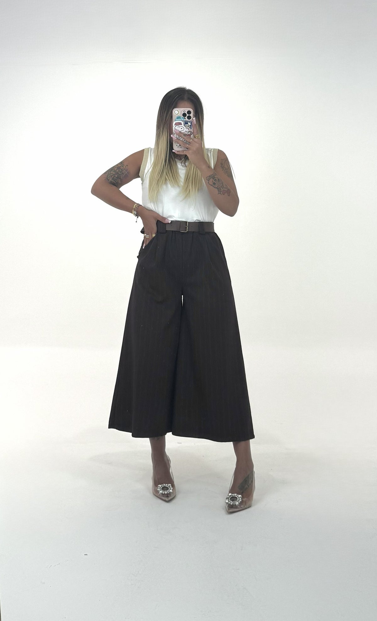 Pantaloni A Caviglia Gessati ♥