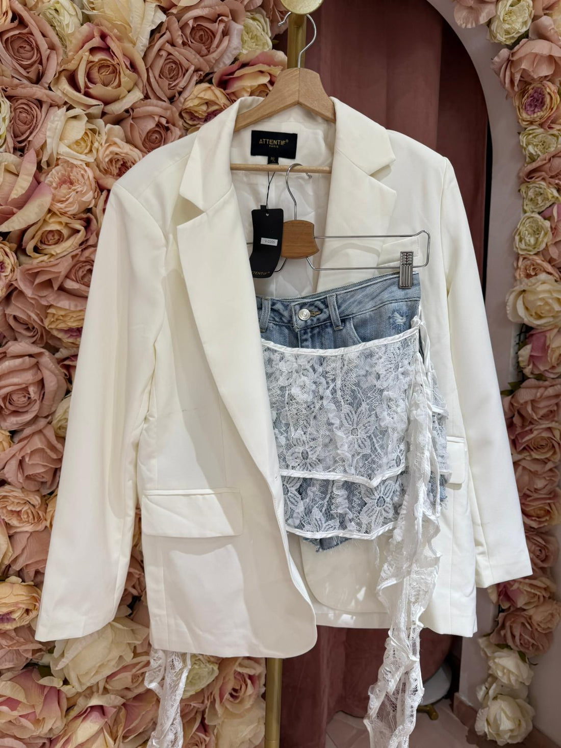 Short Merletto denim