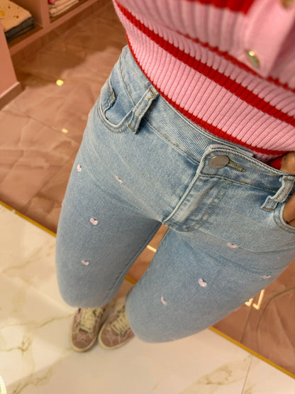Jeans Diritto Cuoricini Rosa ♥