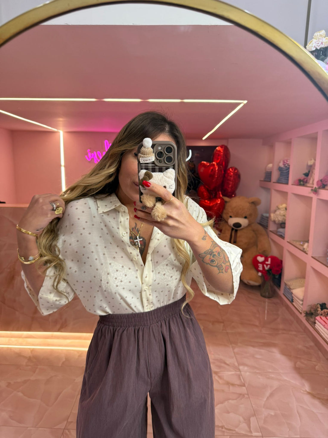 Camicia Rosa & Latte Pois ♥