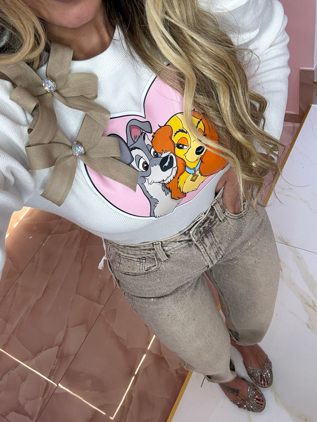 Jeans Soft Light Glitter Beige ♥