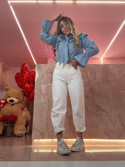 Jeans Sfrangiato Stupendo Bianco ♥